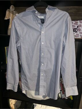 Jos. A. Bank Men's Blue Micro-Geo Dress Shirt